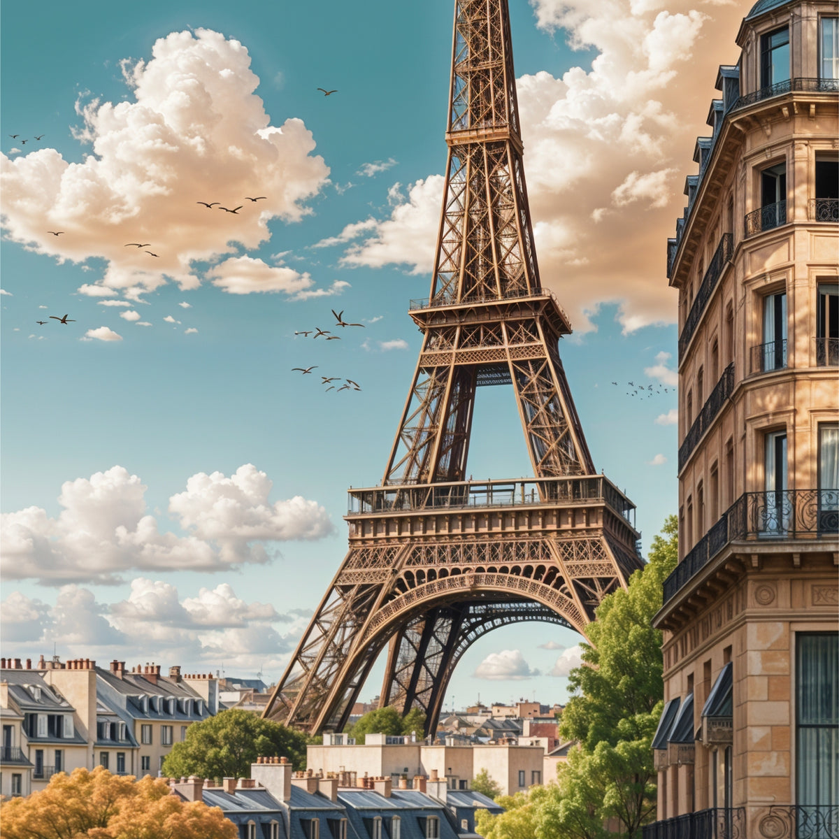 Eiffel Tower - AI-Crafted Masterpiece - 20x30 - Framed Posters