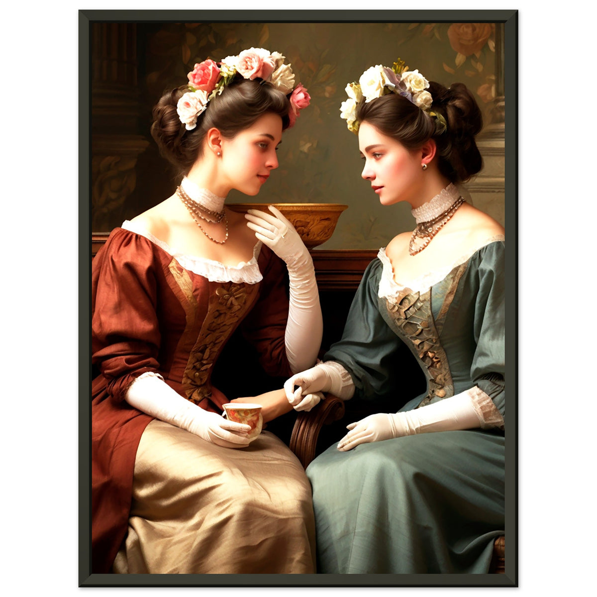 Regal Reflections - Victorian Tea Time - 45x60 cm 18x24″ - Metal Framed Posters