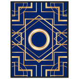 Art Deco Elegance - Blue & Gold Geometric Framed Print - 60x80 cm 24x32″ Black frame - Wooden Framed Posters