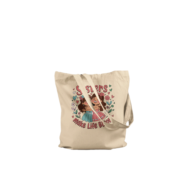 Sisterly Love Blossoms - Charming Floral Tote - - Tote Bags