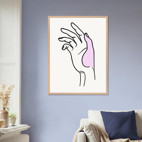 Gentle Expression - Hand Illustration in Premium Frame - 60x80 cm 24x32″ Wood frame - Wooden Framed Posters