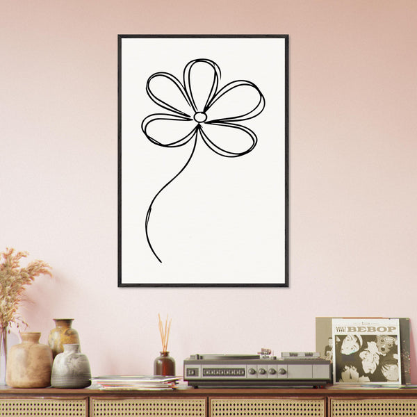 Simplicity in Bloom - Vintage-Inspired Floral Art - 60x90 cm 24x36″ Black frame - Wooden Framed Posters