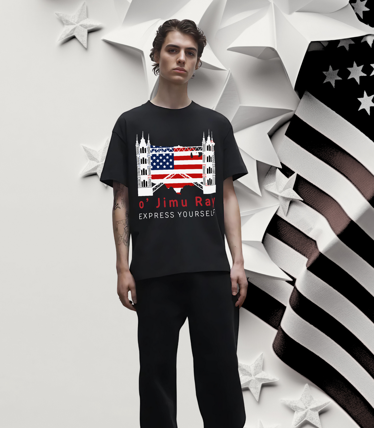Patriotic Blueprint - Men's Boxy T-Shirt - - T-shirts