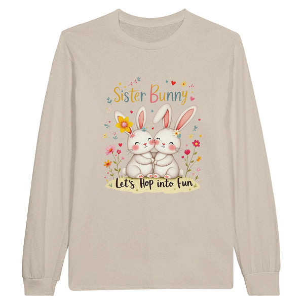Sister Bunny Easter Tee – Gift the Joy of Sisterhood - Sand - Long Sleeves T-shirts