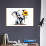 Baby Elephant Blooms - Whimsical Nature Decor - Wood frame - Framed Posters
