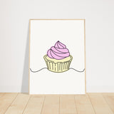 Cupcake Delight - Minimalist Pink Frosting Art - 60x80 cm 24x32″ Wood frame - Wooden Framed Posters