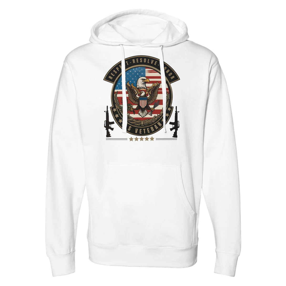 Defender's Emblem - Bold U.S. Veteran Hoodie - White - Sweatshirts