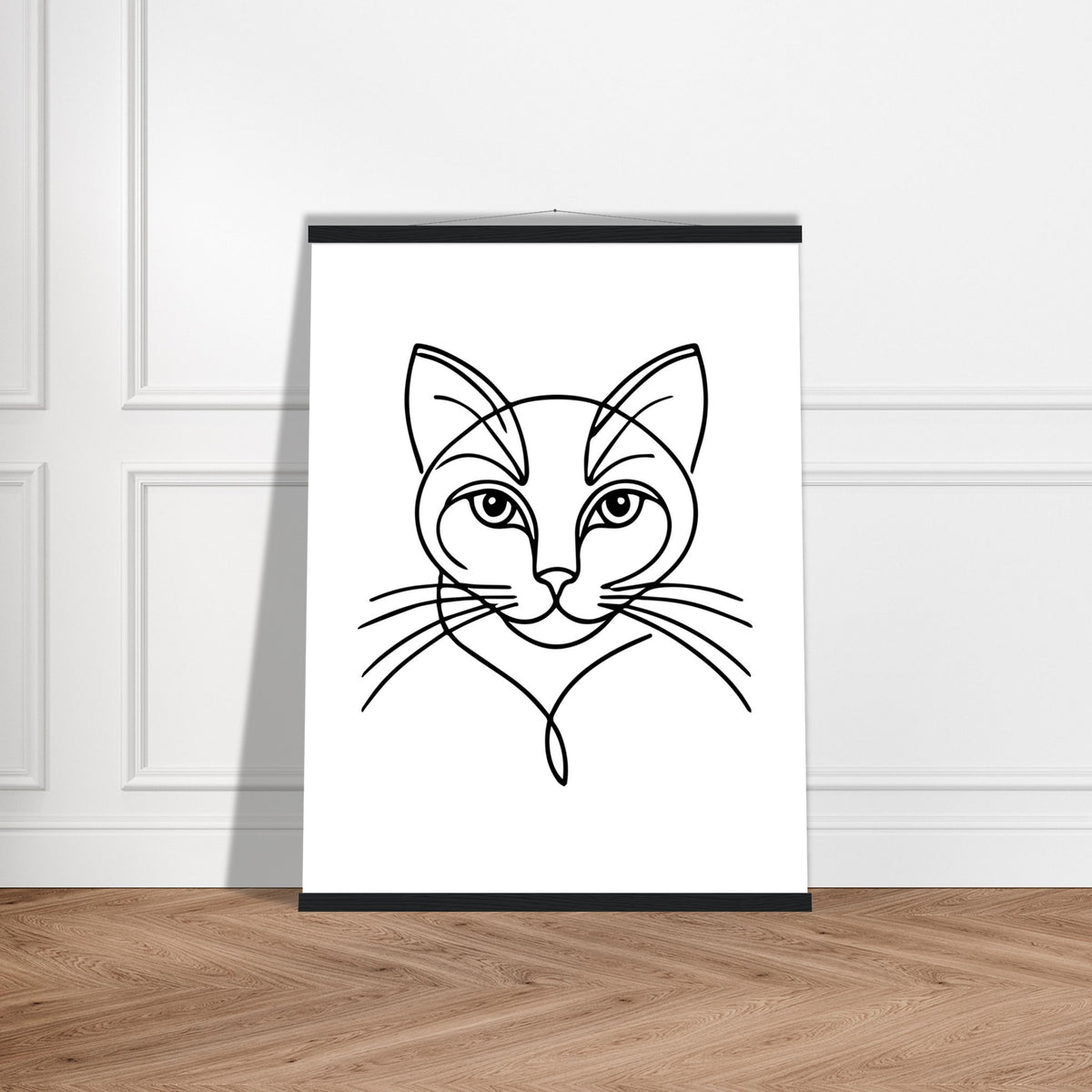 Cat's Gaze - Contemporary Line Art Poster - 60x80 cm 24x32″ Black wall hanger - Posters With Hanger