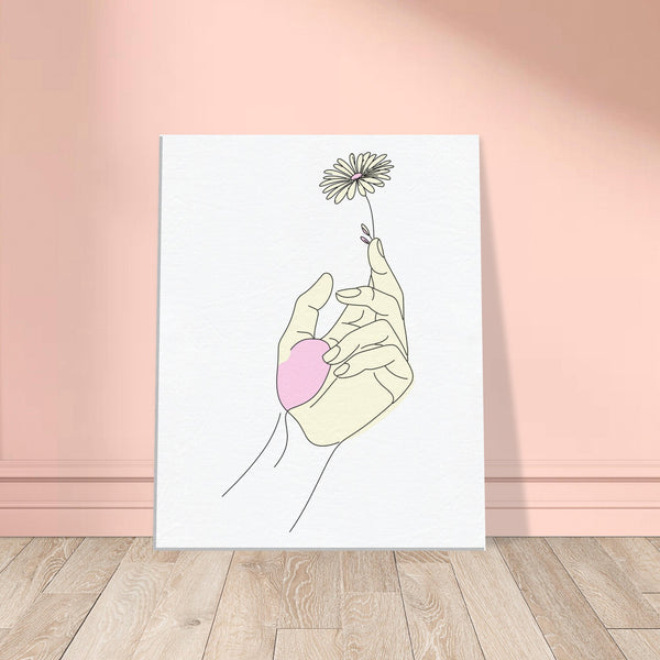 Whispers of Nature - Minimalist Hand and Flower Canvas - - Canvas Prints