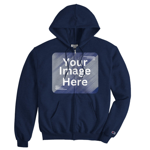 Blend of Comfort and Sustainability - Powerblend Customizable Hoodie - Navy - Zip-Up Hoodies