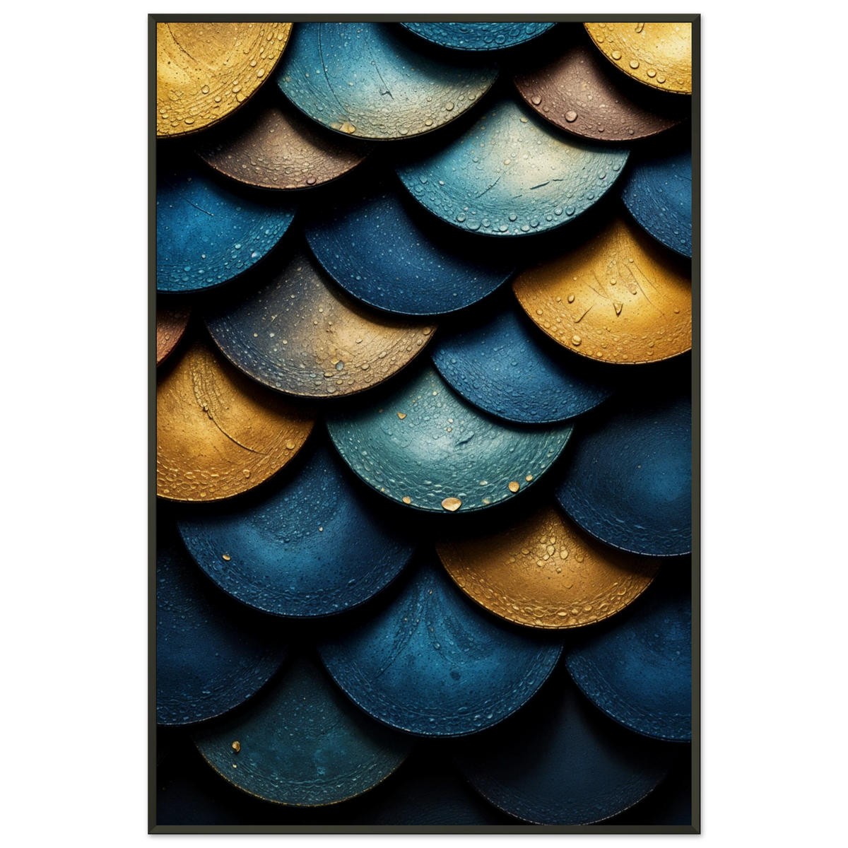 Golden Scales - Textured Abstract Framed Poster - - Metal Framed Posters
