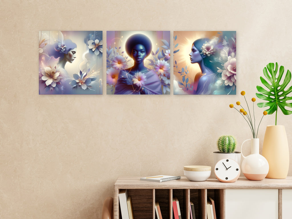 Cosmic Blossoms of Feminine Power - 16x16 - Framed Posters