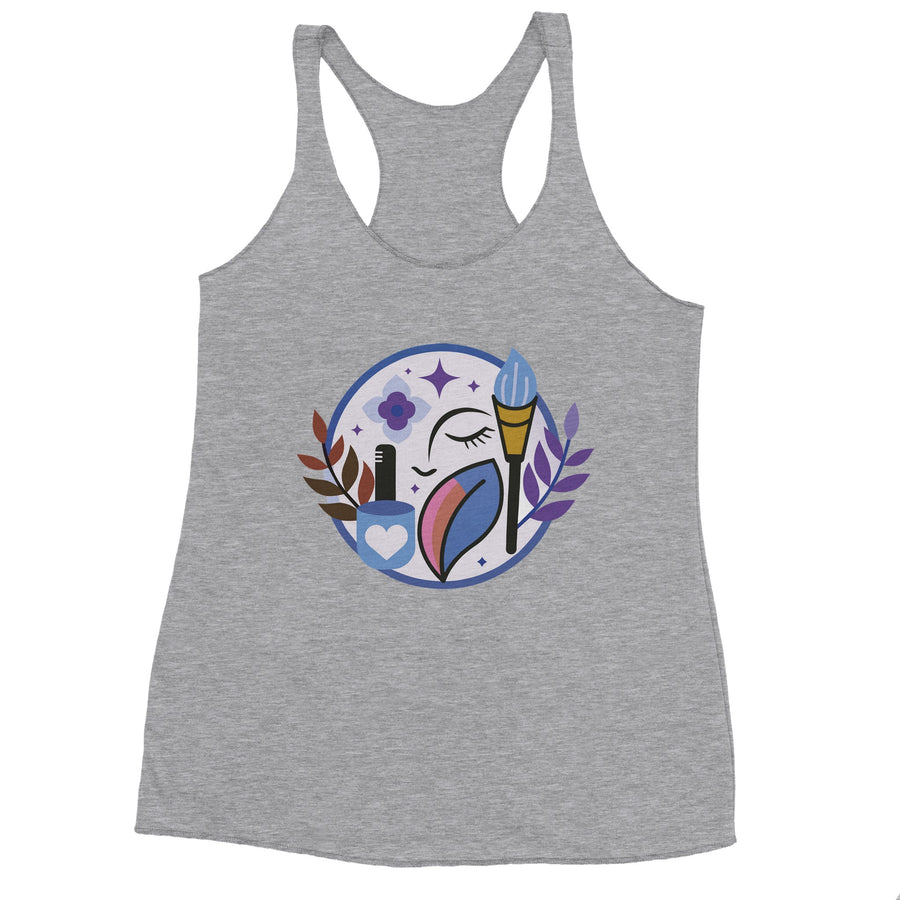 Women's Racerback Tank Top - Clean Beauty Day Statement! - Heather White - Tank Tops