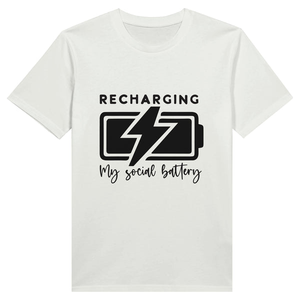 Social Battery Recharge Tee - White - Print Material