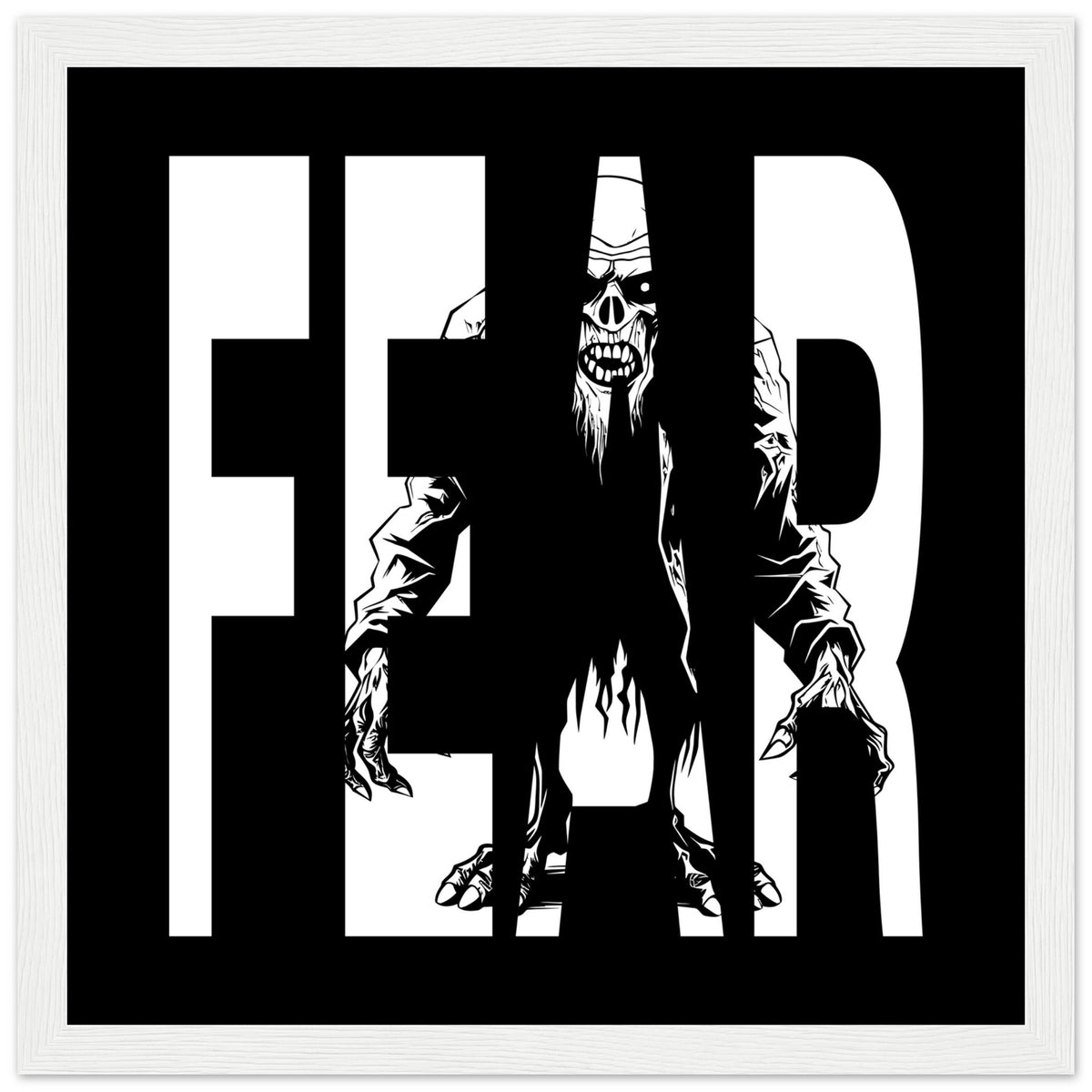 Embrace Fear - Bold Horror Art - 30x30 cm 12x12″ White frame - Wooden Framed Posters