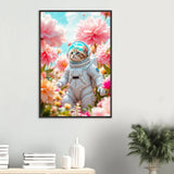 Whimsical Astronaut Cat – Framed Poster for Cat Moms - Black frame - Wooden Framed Posters