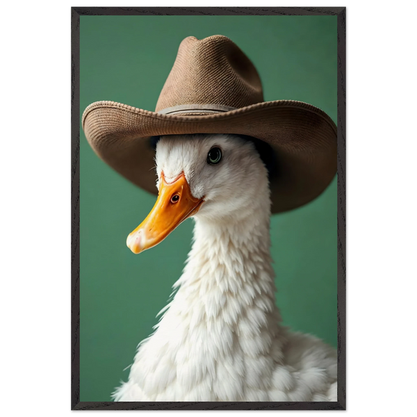 Duck with a Hat – Framed Wall Art for All Ages - Black frame - Wooden Framed Posters