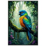Jungle Jewel - Vibrant Parrot Framed Poster - - Metal Framed Posters
