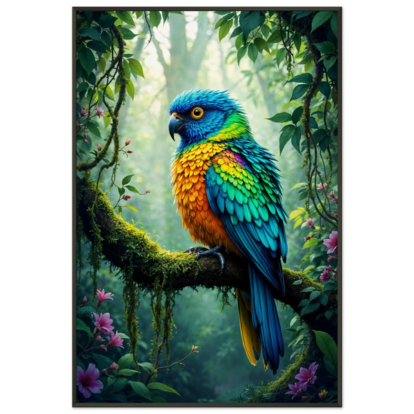 Jungle Jewel - Vibrant Parrot Framed Poster - - Metal Framed Posters
