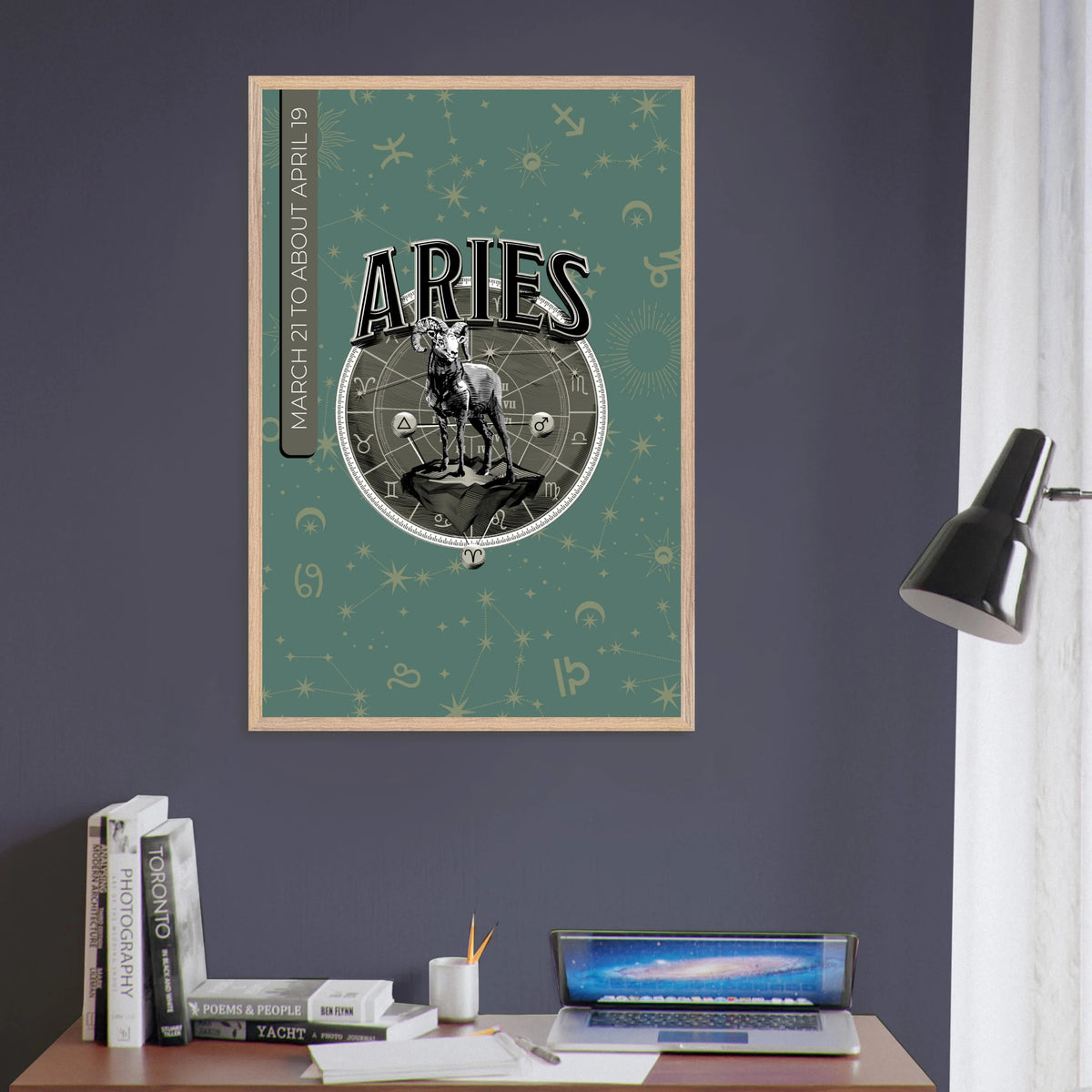 Aries Energy – Metal Wall Art for Birthdays - Wood frame - Wooden Framed Posters