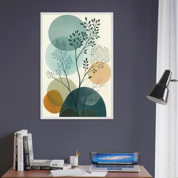 Minimalist Leaf Art Print – Organic Wooden Frame Gift - - Wooden Framed Posters