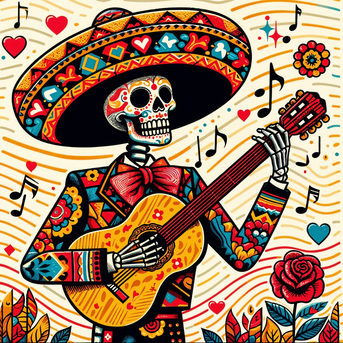 Musical Skull - A Fiesta of Colors - - Posters