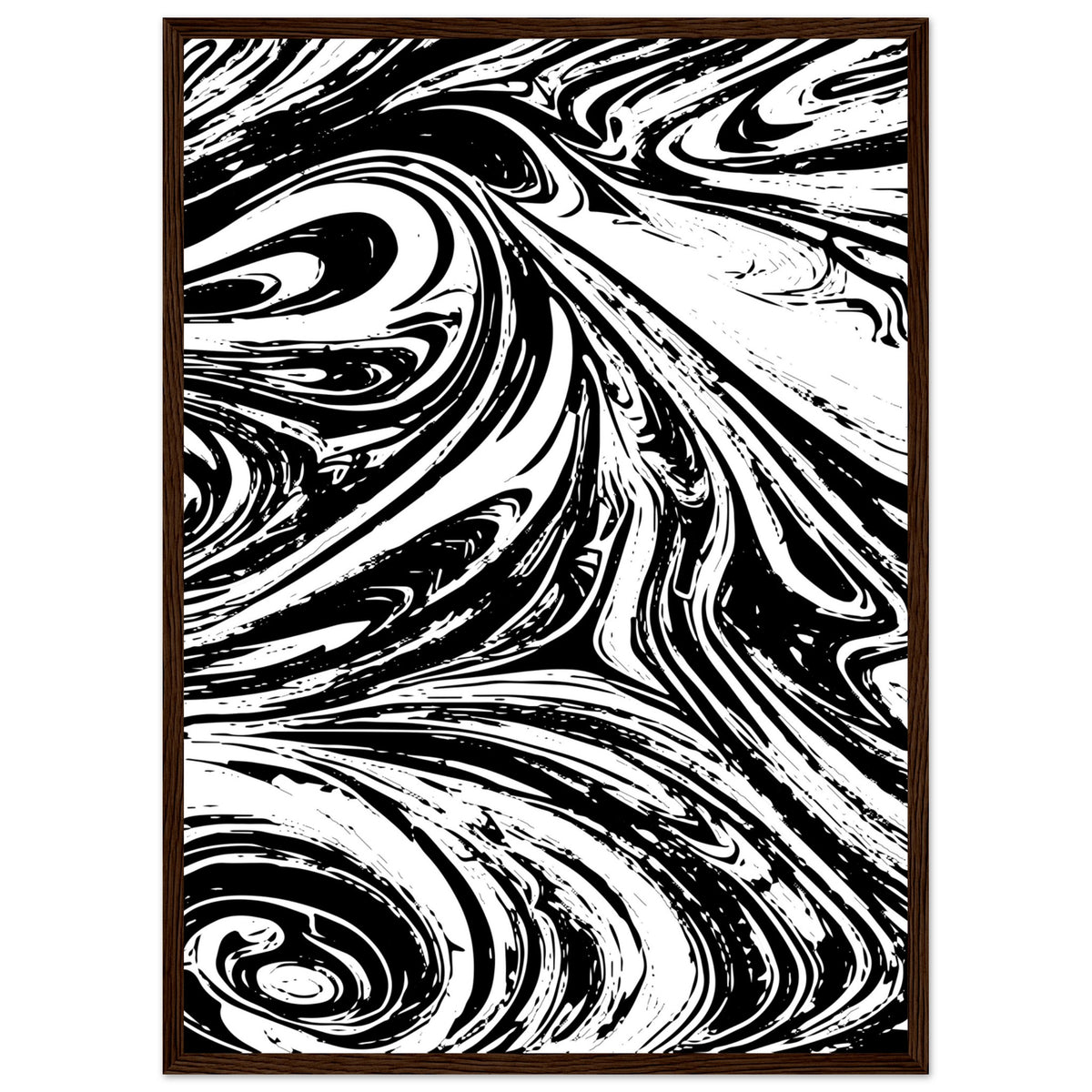 Black & White Swirl - Premium Matte Framed Poster - 50x70 cm 20x28″ Dark wood frame - Metal Framed Posters