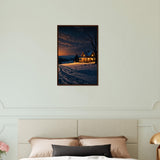 Home Sweet Home - Winter Cabin Poster - Dark wood frame 40x60 cm 16x24″ - Wooden Framed Posters