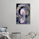 Celestial Dreamscape - Abstract Moon & Spheres Poster - 60x90 cm 24x36″ - Metal Framed Posters