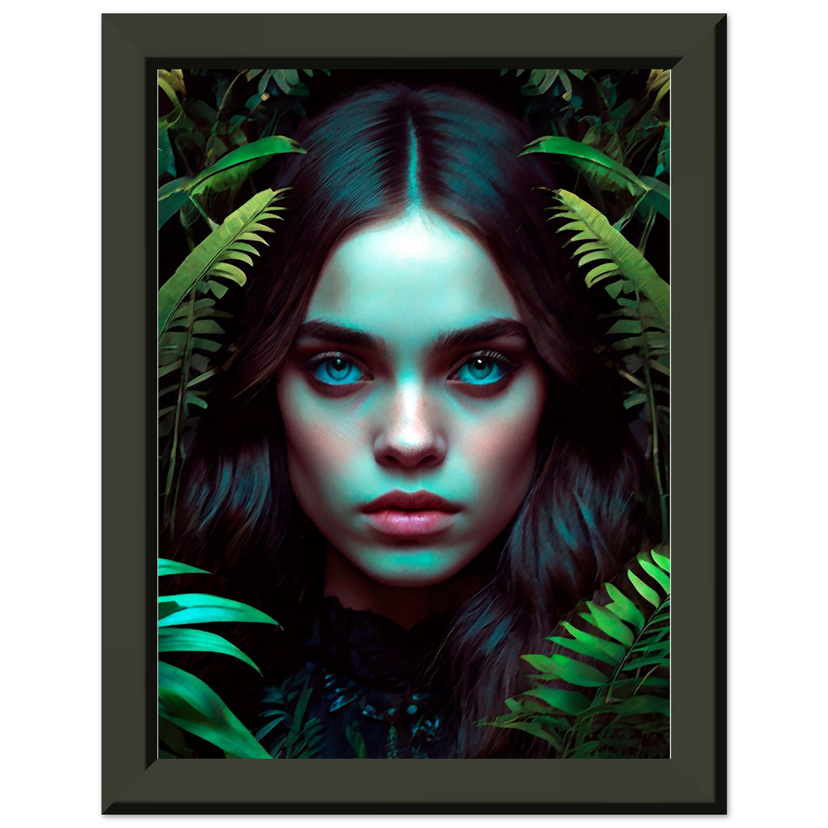 Emerald Mystique - Captivating Eyes in Nature - 15x20 cm 6x8″ - Metal Framed Posters