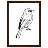 Serenity in Lines - Framed Bird Poster - A4 21x29.7 cm 8x12″ Dark wood frame - Framed Posters