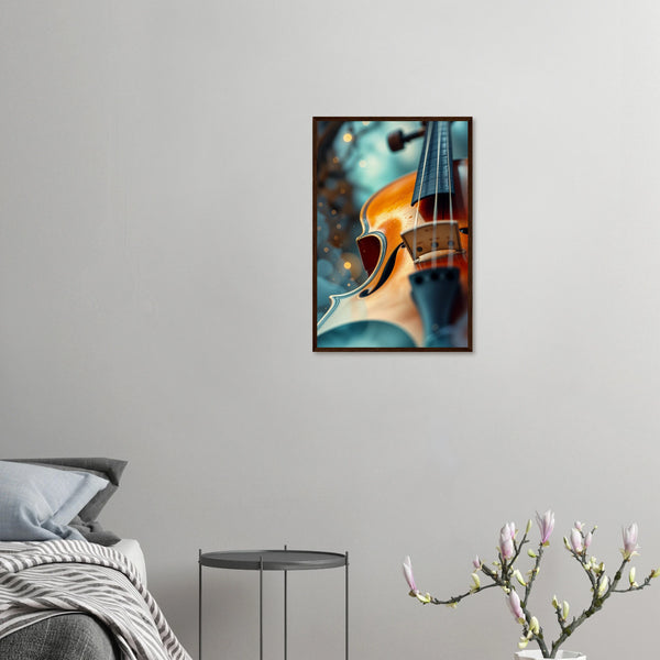 Musical Elegance - Violin Close-Up Art Print - 40x60 cm 16x24″ Dark wood frame - Wooden Framed Posters