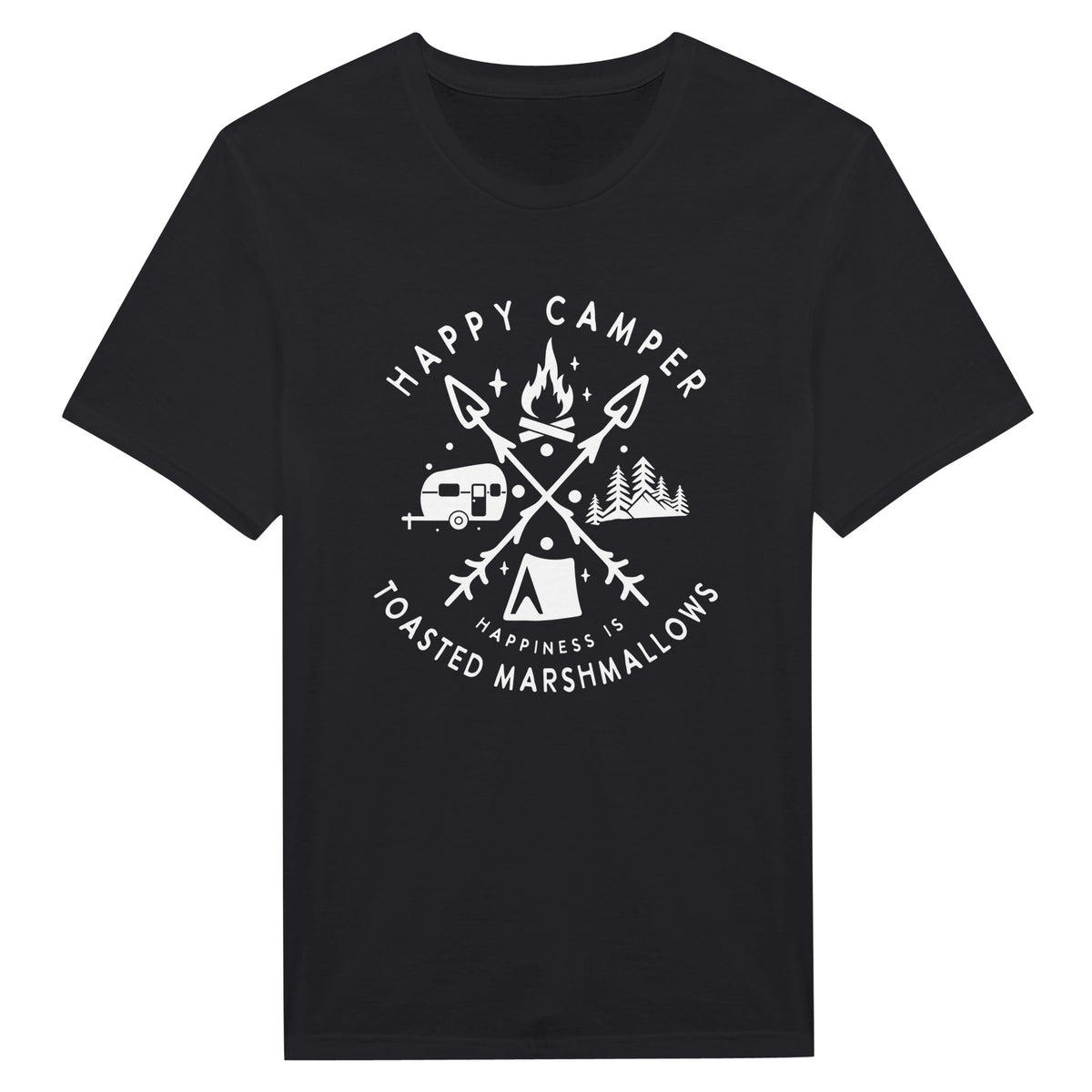 HAPPY CAMPER - Embrace the Joy of Outdoor Memories - Black - T-Shirts