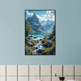 Gift Calm – Mountain River Landscape Poster for Home - Black frame - Wooden Framed Posters