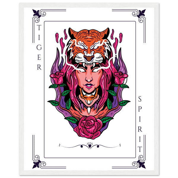 Artistry Unleashed - Warrior, Sacred Bull, and Tiger Spirit - 40x50 cm 16x20″ White frame Tiger Spirit - Wooden Framed Posters