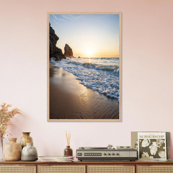 Sunrise Serenity – Wooden Framed Poster - Wood frame - Wooden Framed Posters
