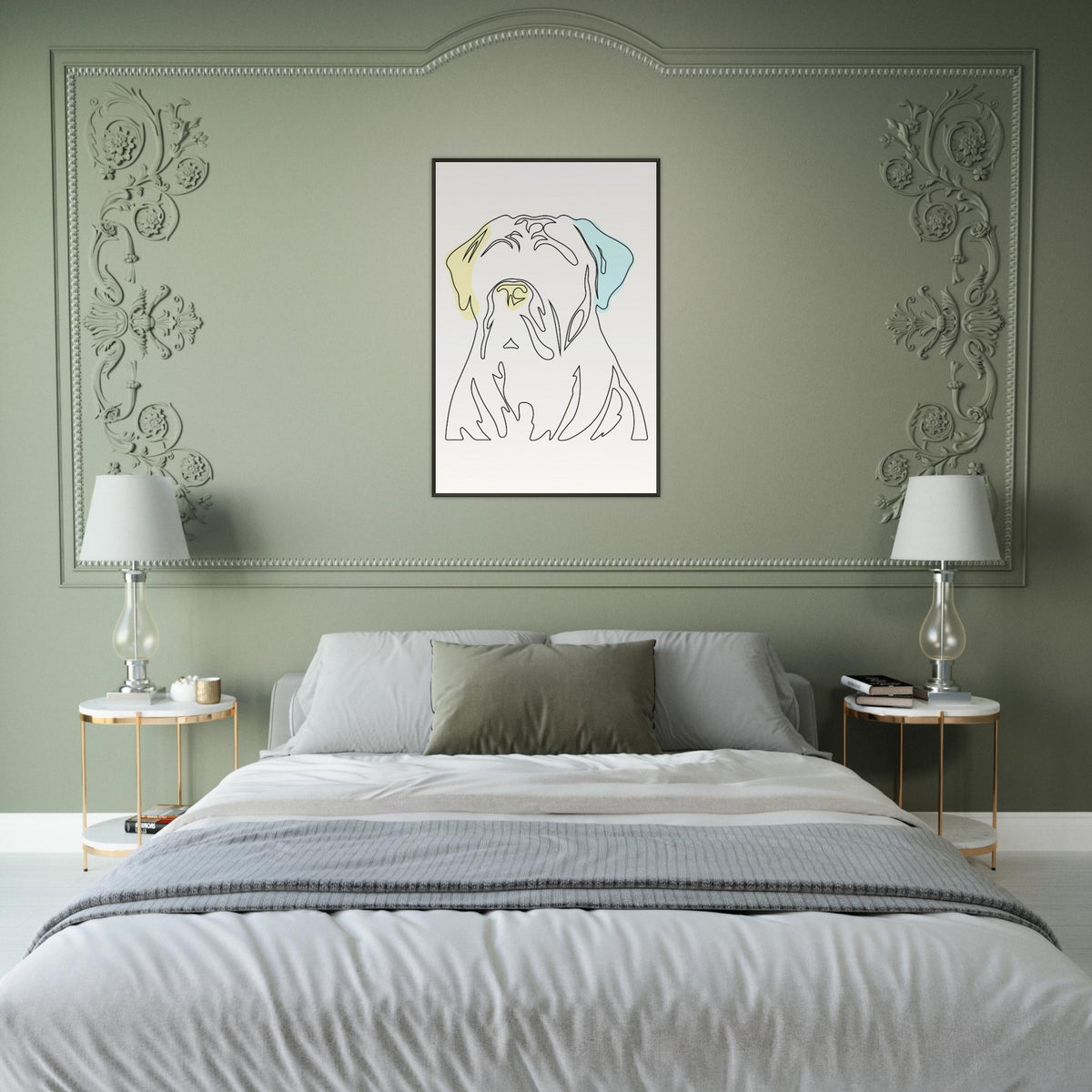 Canine Contour - Minimalist Dog Art - - Metal Framed Posters