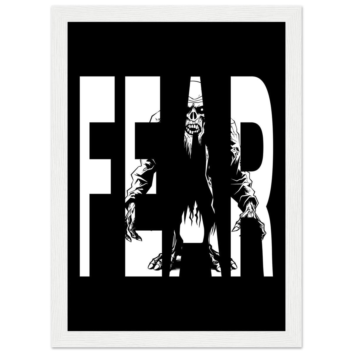 Embrace Fear - Bold Horror Art - A4 21x29.7 cm 8x12″ White frame - Wooden Framed Posters