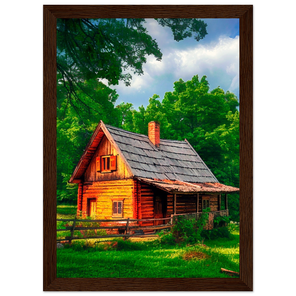 Peaceful Getaway - Framed Poster for Your Home - A4 21x29.7 cm 8x12″ Dark wood frame - Framed Posters