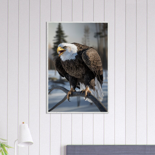 Regal Strength - Bald Eagle in Snowy Wilderness - - Framed Posters