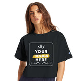 Ultimate Comfort - Women's Customizable Cropped Heritage Crewneck - Black - Crewneck T-shirts