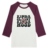 Kind of Classy - Kind of Hood - Unisex 3/4 Sleeve Raglan T-Shirt - -