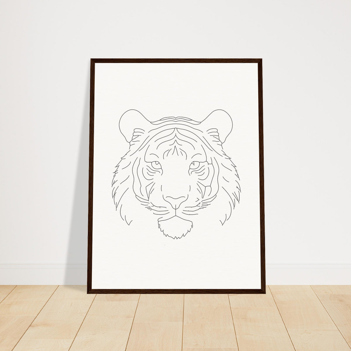 Majestic Lines - The Tiger's Gaze - 45x60 cm 18x24″ Dark wood frame - Wooden Framed Posters