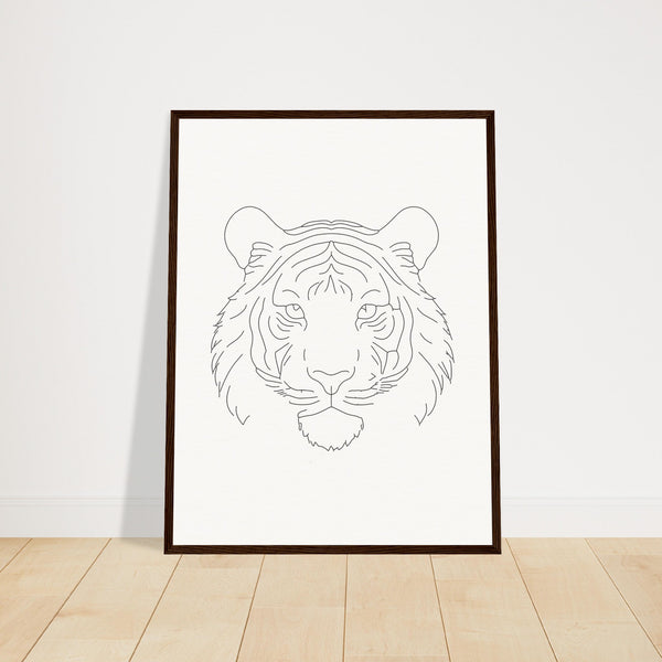 Majestic Lines - The Tiger's Gaze - 45x60 cm 18x24″ Dark wood frame - Wooden Framed Posters