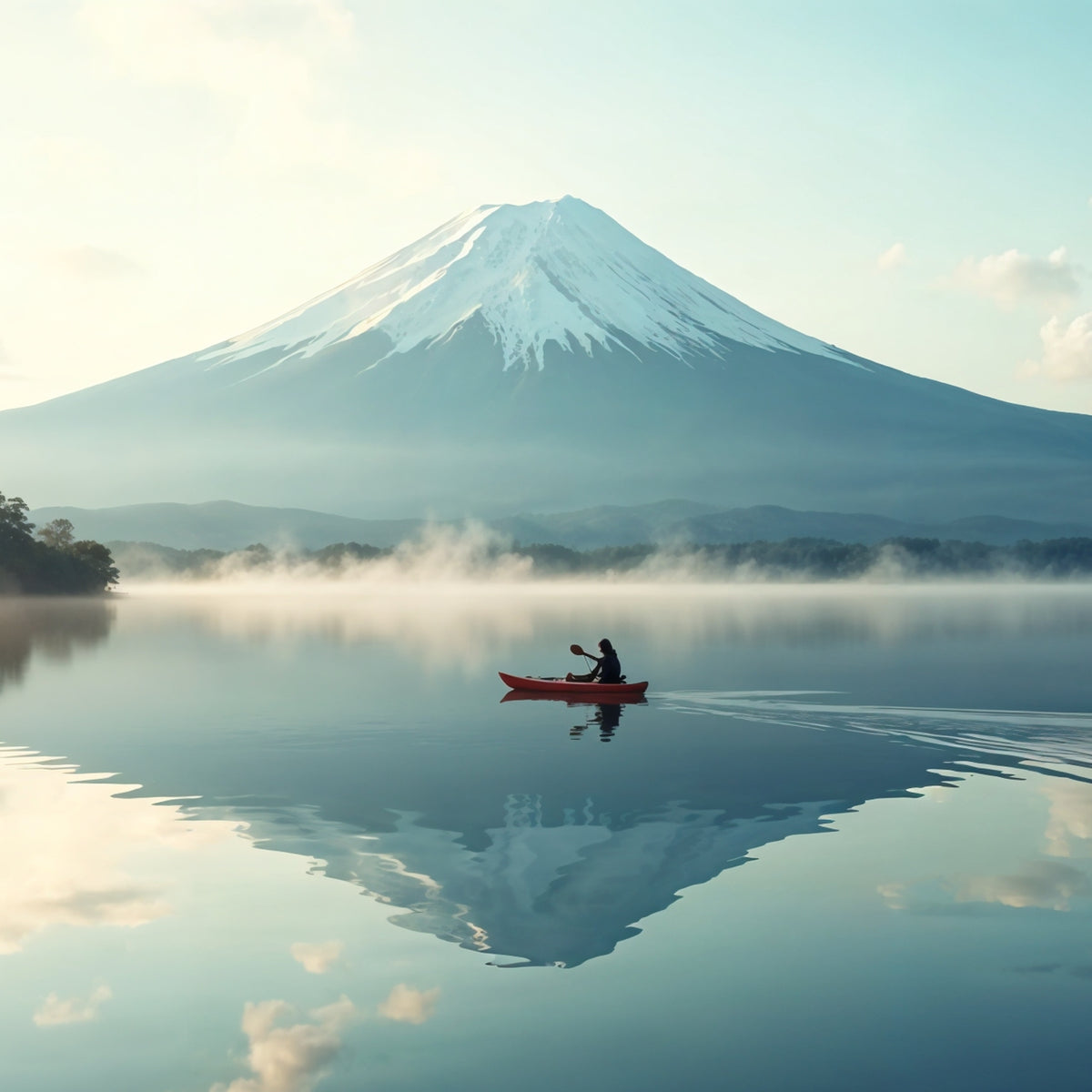 Morning Calm Beneath the Mountain - 24x36 - Framed Posters