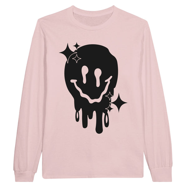 Grim Grin - Dripping Smiley Skeleton Apparel - Light Pink - Sweatshirt