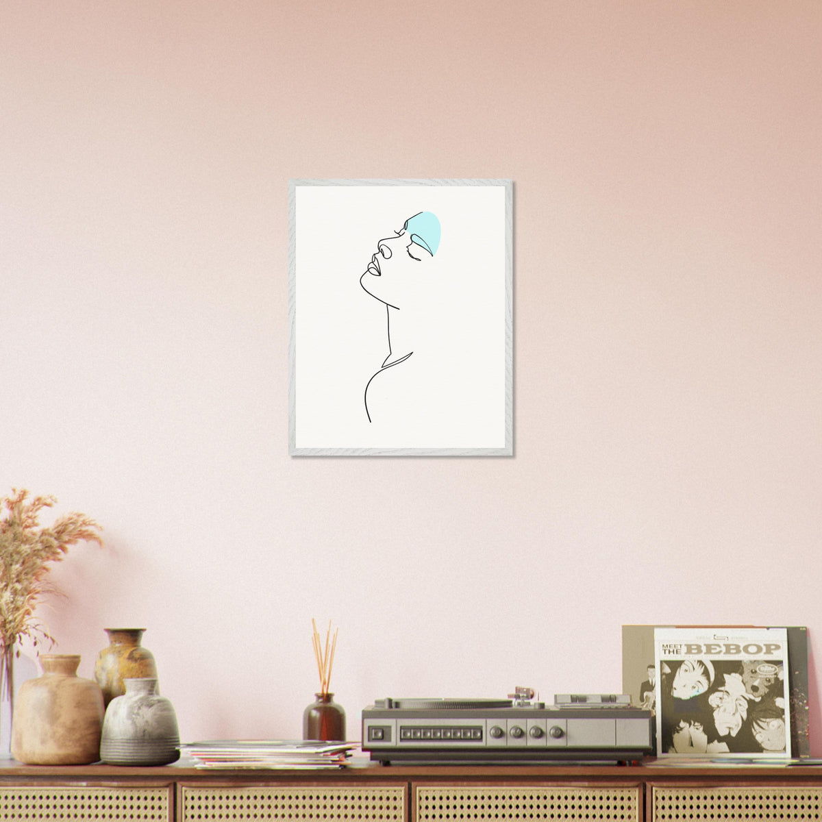 Modern Muse - Abstract Line Art Elegance - 40x50 cm 16x20″ White frame - Wooden Framed Posters