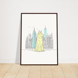 Urban Companion - Dog and Cityscape Art - 50x70 cm 20x28″ Dark wood frame - Wooden Framed Posters