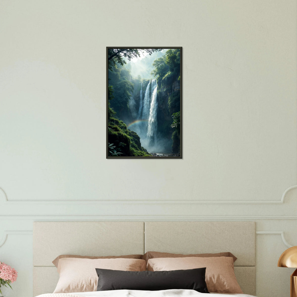 Rainbow Falls - Serene Forest Memory - 40x60 cm 16x24″ - Metal Framed Posters