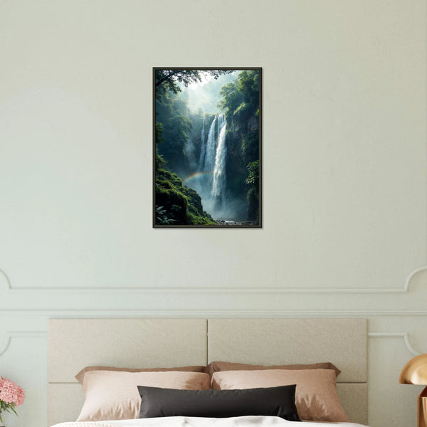 Rainbow Falls - Serene Forest Memory - 40x60 cm 16x24″ - Metal Framed Posters